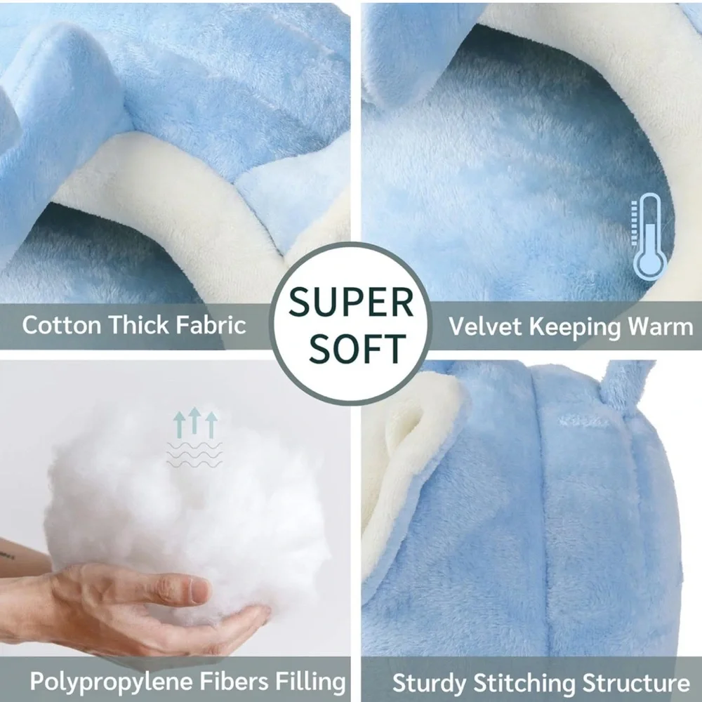 Cozy Blue Cat Bed with Ears